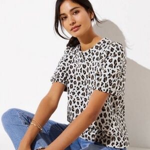 LOFT Leopard Print Short Puff Sleeve Top